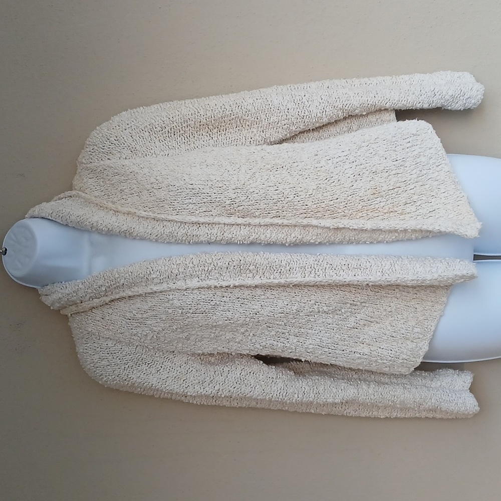 Eileen Fisher Cotton Linen Textured Knit Open Front Cardigan XL